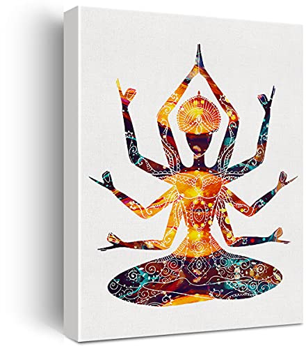 Kali Göttin Wanddekoration, indische Mutter Shiva Spirituelles Yoga Mantra Leinwandgemälde für Zuhause, Wohnzimmer, Wanddekoration, gerahmt, buddhistische Kunstwerke Geschenke (30,5 x 38,1 cm)