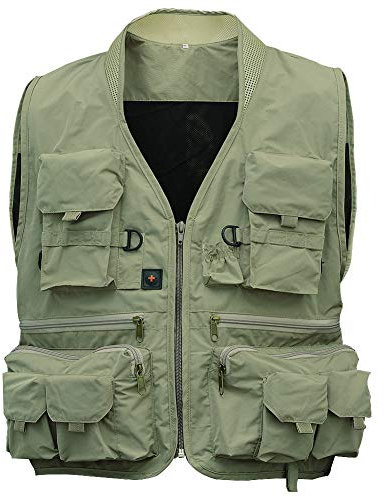 LIZHOUMIL Fishing Vest, Anglers Mesh Breathable Men and Women Jacket Outdoor Jackets Wasitcoat Coat, Outdoor Quick Dry Fishing Vest, Breathable Photography Vests Camping Hunting Waistcoat Green XL