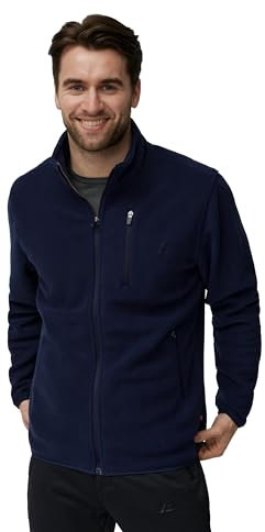 DANISH ENDURANCE Giacca in Pile, Felpa da Uomo con Zip, Invernale, Termica per Trekking e Outdoor, Blu Scuro, L
