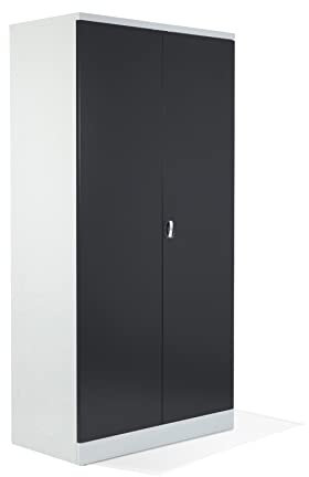 Schrank & Stuhl XXL Werkzeugschrank – Werkstattschrank/Stahlschrank mit 4 höhenverstellbaren, vollverzinkten Fachböden, 195x92x60, Grau/Schwarz