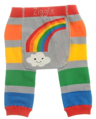Ziggle Knitted Baby Leggings with Character Bottoms | Soft Cotton Infant Trousers for Newborn & Toddler Boys Girls | Stretchy, Nappy-Friendly Bottoms for Crawling & Playtime Rainbow
