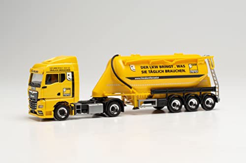herpa 314534 Man Man TGX GM Eutersilo-Sattelzug „Silo Melmer/Friends on The Road“ Modell Auto, Miniaturmodelle, Kleinmodell, Sammlerstück, Detailgetreu, Mehrfarbig