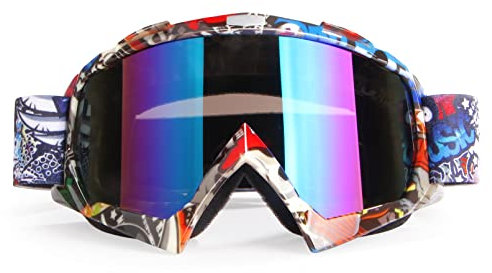 4-FQ Motocross Brille, Crossbrille, Hochwertige Motorradbrillen, ATV Dirt Bike Off Road Racing MX-Fahrbrille, Anti Fog UV Schutzbrille mit Double Lens Schaumstoffpolsterung