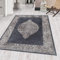 Waschbarer Teppich Flachgewebe Robust Barock Design Vintage Optik rutschfest Teppich Wohnzimmer, Farbe: Schwarz, Größe: 160 x 230 cm