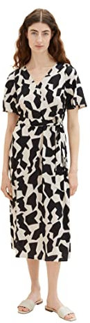 TOM TAILOR Damen 1037240 Kleid mit Muster & Gürtel, 32145-Black Big Abstract Design, 36