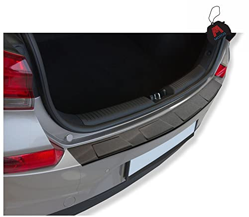 M MOTOS Satin Schwarz Edelstahl-Ladekantenschutz für Renault Scenic IV 2016 5 -türig. Erhöhter Fahrkomfort mit säurefesten Schwellerplatten - Kratzschutz