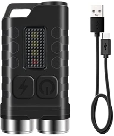 NUCWO Small Powerful EDC Flashlights with Red UV Blue Light,Super Bright USB Rechargeable Mini Pocket LED Keychain Flash Light with Magnet,10 ModeIP65 Waterproof Torch for Outdoor Emergency Use
