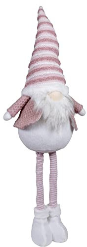 Christmas Paradise XL Weihnachtswichtel 55cm ausziehbar (70cm) Gnom Teleskopbeine rosa weiß