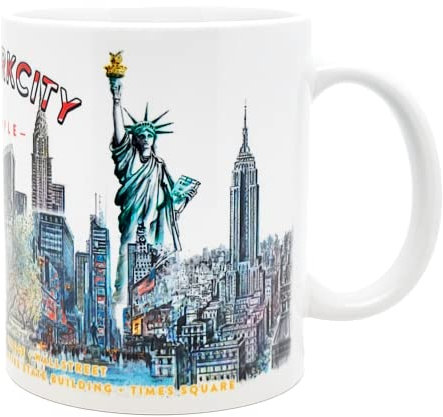 DESSAPT Arts - New York City - Mug Céramique 325 ml - Mug céramique 325ml - Tasse-Cadeau Unique avec les Magnifiques Paysages New-Yorkais - Imprimé en France - Blanc Brillant