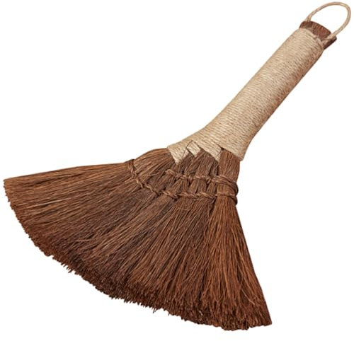 Healeved Garden Broom - 30 cm Outdoor with Wooden Handle - Natural Palm Fiber Hard Bristle Yard Brush by The Dustpan and Brush