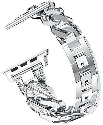 Cinturino in Acciaio Compatibile per Apple Watch SE 40mm, Ragazze e Donne Cinturini di Ricambio Metallo con Strass Bracciale Orologi Compatibile con iWatch 38mm 40mm 41mm Series SE 9 8 7 6 5 4 3 2 1