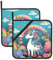 Topflappen mit Einhorn-Druck, hitzebeständig, mit Tasche, wasserdicht, Topflappen zum Kochen, Backen, Ofen, Grillen, Einweihungsgeschenk, 2 Stück