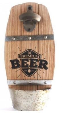 Marco Paul Beer Barrel Bottle Opener Wall Mounted Beer Bottle Opener for bar, Kitchen Wooden Retro Style Vintage Opener (Premium Beer Logo)