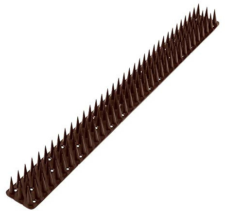 BirnePower Vogelabwehr Spikes Taubenspitzen 50 x 4,5 cm Kunststoff Höhe 3cm Tierabwehr Taubenspikes 3-reihig Vogelschutz Taubenabwehr Braun 6 Stück 3m