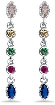 Ziva925 Aurorine – Sterling Silber Chandelier-Ohrringe mit Vielfarbigen Kristallen und Tropfenschliff-Edelstein, Schmuck für Damen, Naturinspiriert hochwertiger Handarbeit, Feiner Schmuck mit Box