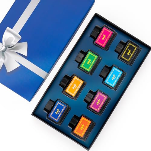 AOMAYLL 8 Bottles Dip Pen Ink Set - 8 Vivid Colors for Fountain, Glass, Calligraphy, Feather, Quill, and Witch Pens - Premium Writing and Drawing Inks