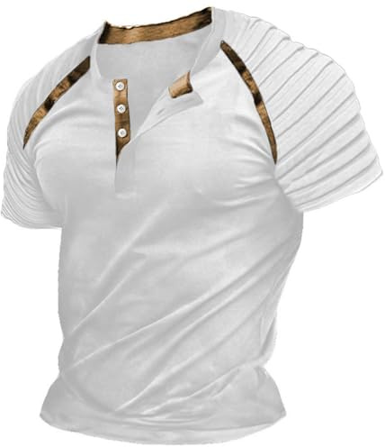 Uwdiohq T-Shirt Manches Courtes col Rond pour Homme, Haut décontracté en Coton et Lin, Couleur Unie, Mode Printemps et été Chemises Western pour Hommes Grande Taille Manches Courtes