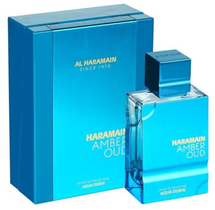Al Haramain Amber Oud Aqua Dubai 100 ml Eau de Parfum Spray | Luxuriöses arabisches Parfüm für Damen und Herren | Fruchtiger, frischer Amber- und Moschusduft