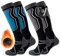Effeet 2 Paar Skisocken aus Merinowolle für Herren Damen, Warme Gepolsterte Thermosocken Weich Winterstrümpfe, Kniestrümpfe mit Polsterung für Snowboarden Skifahren Jagen Wandern Blau & Schwarz 39-42