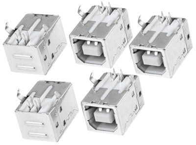 A ABSOPRO USB Type-B Female Right Angle PCB Mount Jack Socket (Pack of 5) Item Replacement