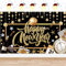 Shinybox Silvester Deko 2025 Dekoration, Neujahr Party Dekorationen Banner, Schwarz Gold Neujahr Banner, Happy New Year Banner, Frohes Neues Jahr Hintergrund für Silvesterpartydekoration(B)
