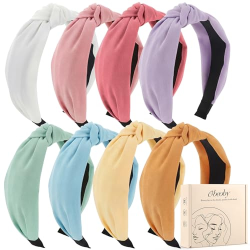 obeoby 8Pcs Girls Headbands, Knotted Headbands for Teen Girls Outdoor Outfit Light Multicolor Series Summer Hairband Mothers Day Gifts for Daughter Hair Accessories Trendy Stuff