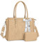 MOSISO Laptop Tasche für Frauen,17,3 Zoll PU Leder Tote Bag Kompatibel mit MacBook,HP,Dell,Asus Notebook, Geprägter Retro Hibiskus Computertasche mit Seidenschal&Clutch Geldbörse,Aprikose