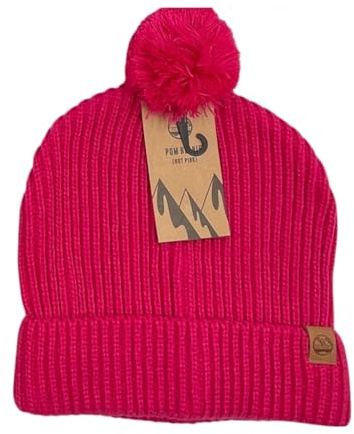 Six Peaks Unisex Pom Beanie, Soft Acrylic Winter Hat with Pom for Men and Women, Warm, Stretchable Design for Outdoor Activities, Pink, One Size