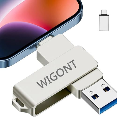 WIGONT Clé USB 128 Go Pen Drive pour Sauvegarder Plus de Photos et de Vidéos, Clé USB pour iPhone/Pad/PC/Type C, Belle et Durable Clé Stockage pour iPhone. Aucune Application Requise.