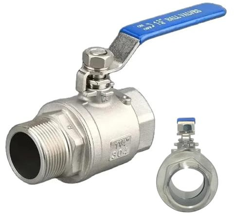 LIUCH 304 Edelstahl Zweiteiliger Kugelhahn 1/4 3/8 1/2 3/4 1 2 Innen- und Außengewinde Wasser Gas Öl Schalter Fitting Adapter(3/4)