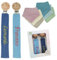 Filo e Poesia Schnullerkette mit Namen, personalisierbar mit Namen bestickt, viele Modelle und Farben, Schnullerband zur Auswahl, tolle Geschenkidee für Babypartys (blau-hellblau + Lätzchen)