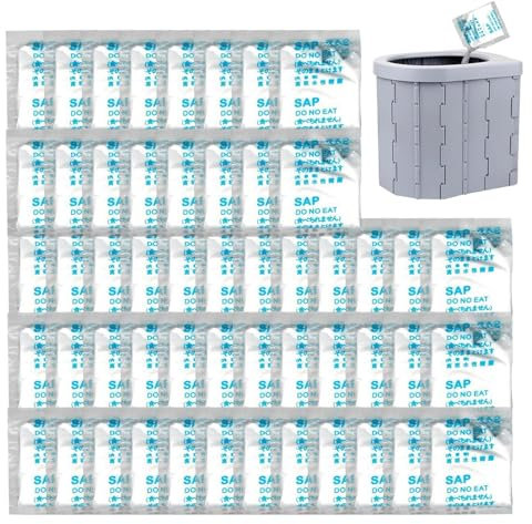 Generisch 50 Teiliges Gel Urinbeutel, Super Absorber Pulver Urin, Absorber Urin Campingtoilette, Superabsorber Pulver Mit Starker Wasseraufnahme Für Camping, Angeln, Reisen