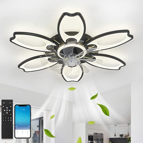 Fachae 118W Ventilador Techo Con Luz Y Mando A Distancia,Flower Lampara Ventilador Techo Design Mute and Adjustable,Fan Ceiling Light 6-Speed Reversible For Bedrooms And Living Rooms