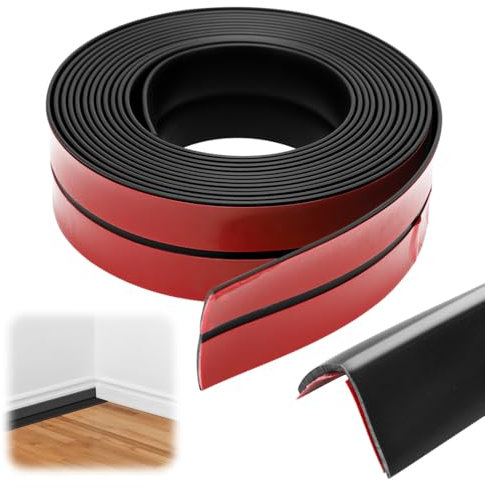 Selbstklebend Kantenschutz Leisten, Flexible Weichsockelleiste, wasserdichte Rolle, Einfach Schneidbarfür Türen, Fenster, Wände, Küche, Fliesen, Ideal für Heimwerker (Schwarz, 2 X 2CM X4M)