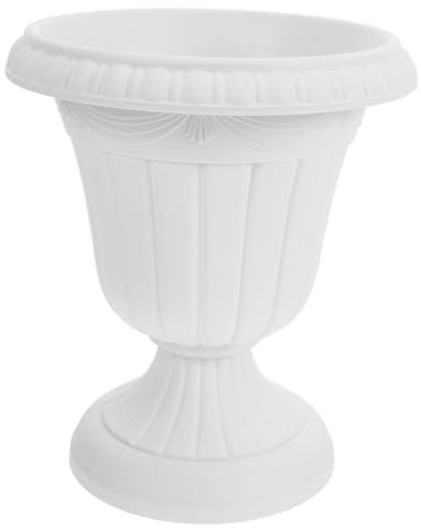 HEMOTON Macetero Columna Romana jardineras Exterior Maceta de urna macetas Altas Centro de Mesa de urna sostenedor de la Planta de la Columna urna de jardín urna de plástico páginas Blanco