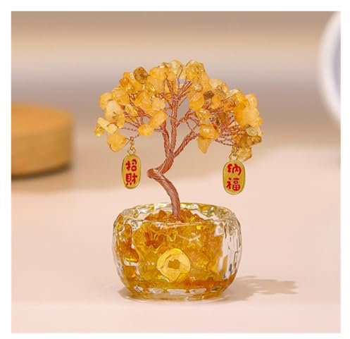 Albero di Cristallo Decorazione Bonsai di Cristallo di Rame for La Decorazione di Casa, Ufficio E Soggiorno Albero della Vita(Yellow)