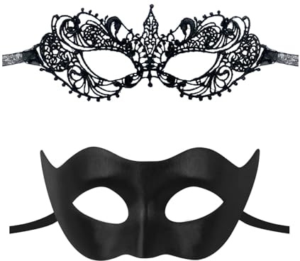 DIELIANHUA 2 Stück Venezianische Maske, Maskerade Maske, Halloween Maske, Maskenball Maske, Spitze Maskes für Halloween, Karneval, Cosplay, Maskerade