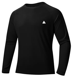 ZITY Men's UPF 50+ UV Protection Long Sleeve T-Shirt Breathable Moisture Wicking Rash Guard for Outdoor Sports Running Fishing Hiking Swimming (Black, L)