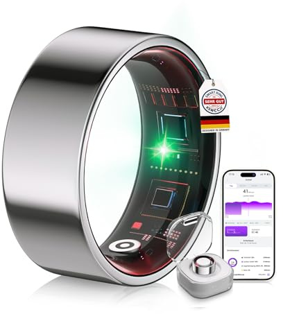 XSWCCJJ 9.0 Smart Ring & Inklusive Ladefach【Branchen Nr.1 – 0 Messfehler】 2026 Fitness Tracker für Sleep Tracking Wearable, SpO2, Smartring für Android & iOS Silber 12#