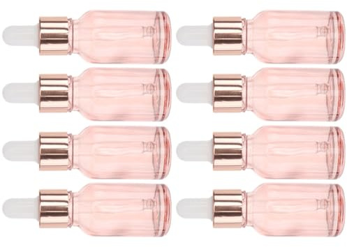JOYOFREELY 8pcs Pink Glass Dropper Bottles 20ml Small Portable Essential Oil Bottles with Pipette for Extracting and Selling Small Quantities of Cosmetics at Home