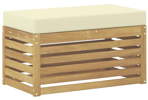 vidaXL Outdoor Hocker Bank Massivholz Akazie Weiß