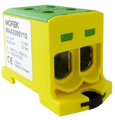 Verteilerblock f. Al/Cu geeignet 4x6-95mm2 gelb-grün 1pol. 1000V AC/DC Klemme isoliert OTL 95-2 MAA2095Y10 Morek 4139