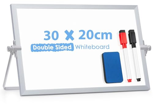 ARCOBIS Magnetic Whiteboard Abwischbar für Schreibtisch,Magnetische tragbare doppelseitig beschreibbar Staffelei Whiteboard (20 x 30cm)
