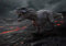 wandmotiv24 Fototapete T-Rex Dino in Lavalandschaft, S 200 x 140cm - 4 Teile, Wanddeko, Wandbild, Wandtapete, Dinosaurier Natur M6016