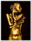 wandmotiv24 Leinwandbild Gold Collection, Hochformat, Frau in Gold-metallic M0157