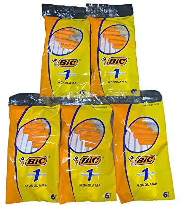 30 lamette bic rasoio monolama usa e getta pacco da 6 x cinque pezzi