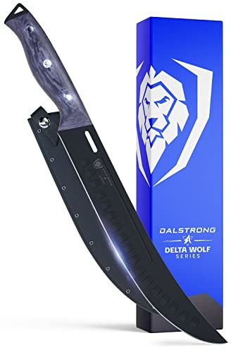DALSTRONG Butcher Breaking Knife - 25 cm - Delta Wolf Series - High Chromium 9CR18MOV Steel - Black Titanium Nitride Coating - G10 Camo Handle - Leather Sheath
