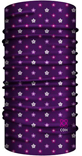 Club of Heroes Edelweiss Design Bandana, nahtloses Multifunktionstuch 25 x 50 cm weiche Mikrofaser/atmungsaktiv Schlauchschal Halstuch/Berge Alpen Bayern Tirol Blume (Violett Lila)