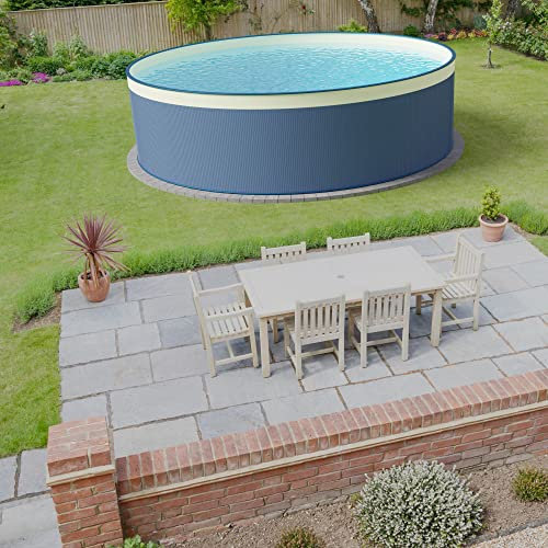 Stahlwandpool Set (6-teilig) rund 450x120 cm, Stahl 0,4 mm anthrazit, Folie 0,2 mm Sand, Overlap