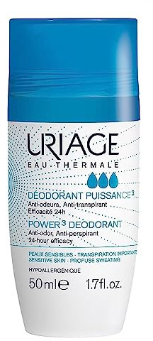 Uriage Power3 Deodorant Roll-On 50ml - Dreifachwirkung: Anti-Geruch, Anti-Perspirant, 24H Wirksamkeit - Keine Flecken - Lang anhaltende Formel - Hypoallergen